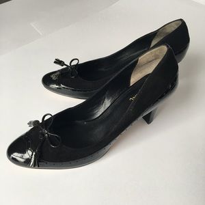 Cole Haan black patent and suede pumps